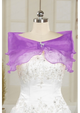 Eggplant Puple Beading Organza Shawls for Wedding