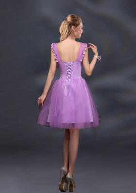 Elegant A Line Straps Lilac Dama Dresses with Appliques