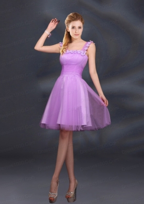 Elegant A Line Straps Lilac Dama Dresses with Appliques