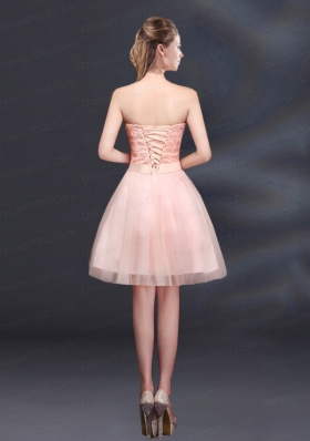 Strapless A Line Hand Made Flowers Dama Dress for 2015