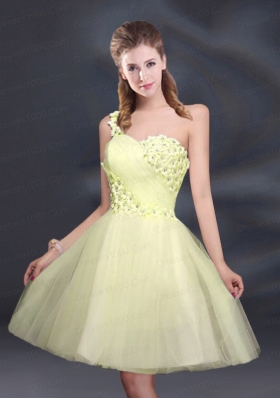 Sweet One Shoulder A Line Appliques 2015 Dama Dress