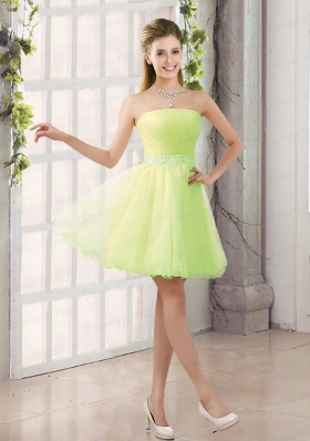 2015 Appliques Strapless A Line Mini Length Dama Dress