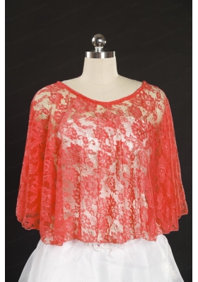 Coral Red Lace Hot Sale Wraps with Beading for 2014