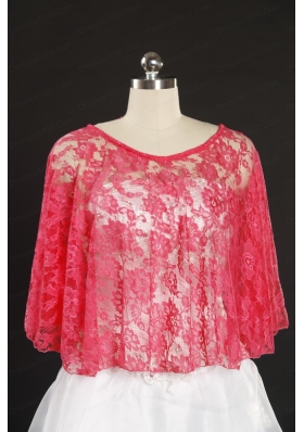 Coral Red Lace Hot Sale Wraps with Beading for 2014