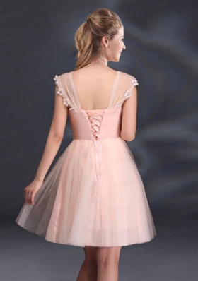 A Line Tulle 2015 Sturning Dama Dresses with Straps