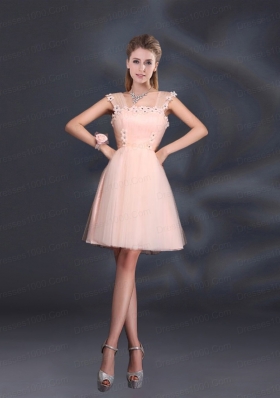 A Line Tulle 2015 Sturning Dama Dresses with Straps