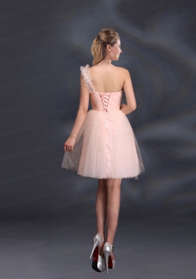 One Shoulder A Line Tulle Dama Dresses with Hand Made Flowers