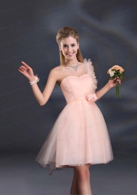 One Shoulder A Line Tulle Dama Dresses with Hand Made Flowers