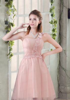 Popular A Line Appliques Dama Dress with One Shoulder