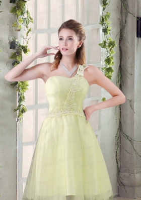 Popular A Line Appliques Dama Dress with One Shoulder