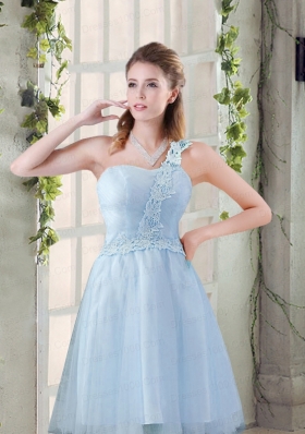 Popular A Line Appliques Dama Dress with One Shoulder