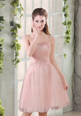 Sweetheart A Line Appliques Champagne Dama Dress for 2015