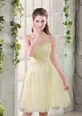 Sweetheart A Line Appliques Champagne Dama Dress for 2015