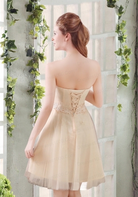 Sweetheart A Line Appliques Champagne Dama Dress for 2015