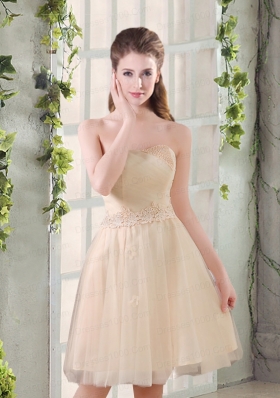 Sweetheart A Line Appliques Champagne Dama Dress for 2015