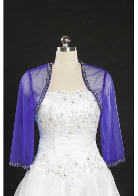 2014 Discount Royal Blue Long Sleeves Wraps with Beading