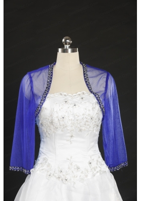 2014 Discount Royal Blue Long Sleeves Wraps with Beading