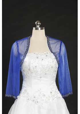 2014 Discount Royal Blue Long Sleeves Wraps with Beading