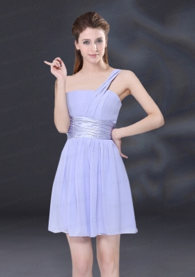 2015 Ruching and Belt Chiffon Dama Dress in Lavender