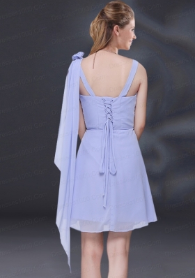 Chiffon Ruching 2015 Lavender Dama Dress with One Shoulder