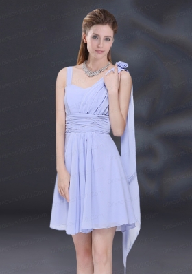 Chiffon Ruching 2015 Lavender Dama Dress with One Shoulder