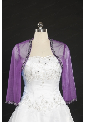 Fashionable Long Sleeves Lilac Wraps with Beading
