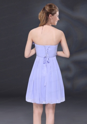 Lavender A Line Strapless Dama Dress with Bowknot