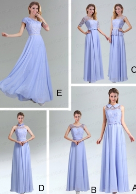 Lavender Belt and Lace Empire 2015 Dama Dresses with Bateau