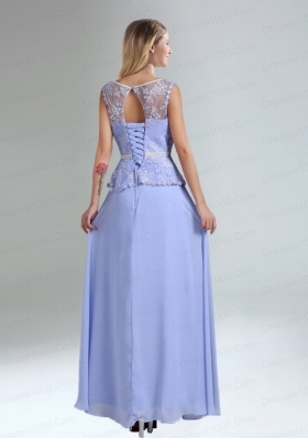 Lavender Belt and Lace Empire 2015 Dama Dresses with Bateau