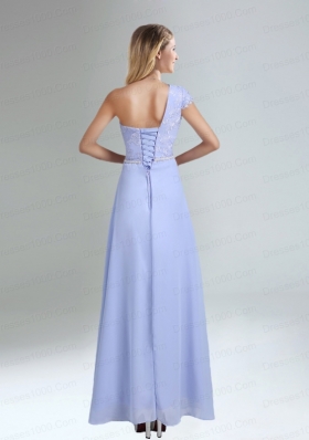 One Shoulder Belt Empire 2015 Appliques Dama Dresses in Lavender