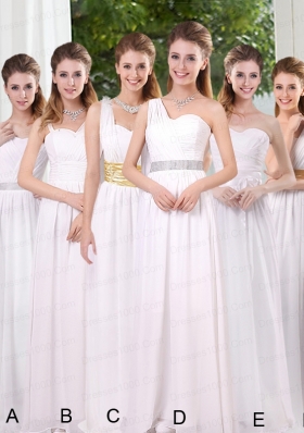 Ruching and Belt Sweetheart Empire White Dama Dresses