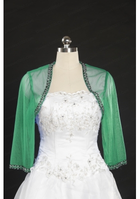 2014 Spring Long Sleeves Green Wraps with Beading