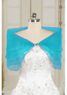 2015 Cheap Turquoise Open Front Shawls with Beading