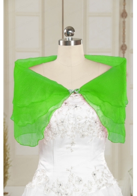 2015 Organza Beading Shawls in Yellow Green