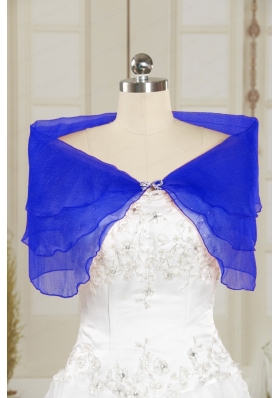 2015 Simple New Style Blue Shawls with Beading