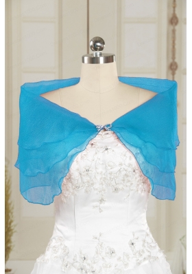 2015 Simple New Style Blue Shawls with Beading
