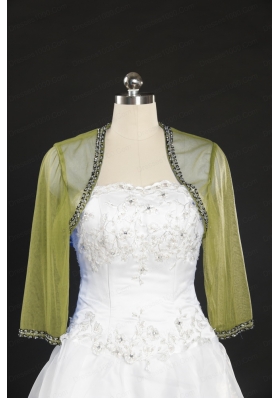 Discount Beading Long Sleeves Olive Green Wraps for 2014