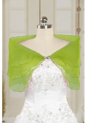 2015 New Style Beading Organza Shawls in Spring Green