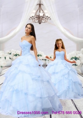 2015 Luxurious Light Blue Princesita Dress with Beading and Ruching