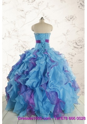 2015 New Style Multi Color Quinceanera Dresses with Beading and Ruffles