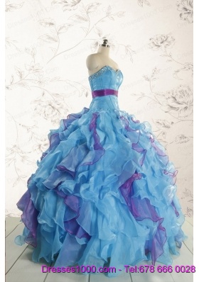 2015 New Style Multi Color Quinceanera Dresses with Beading and Ruffles