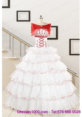 2015 Pretty Appliques Quinceanera Dresses with Strapless