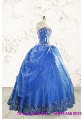 2015 Royal Blue Quinceanera Dresses with Appliques