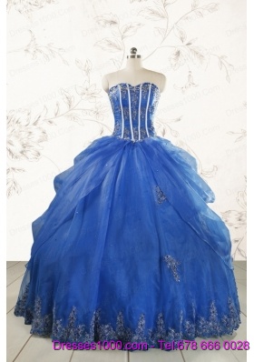 2015 Royal Blue Quinceanera Dresses with Appliques