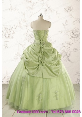 2015 Sweetheart Beading Quinceanera Dress in Yellow Green