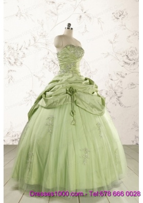 2015 Sweetheart Beading Quinceanera Dress in Yellow Green