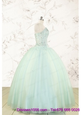 Cheap 2015 Light Blue Sweet 15 Dresses with Beading