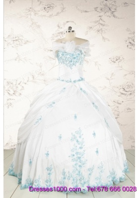 Modest Appliques Quinceanera Dresses in White for 2015