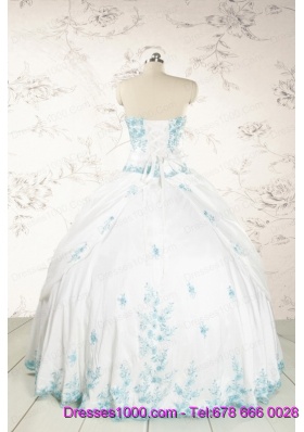 Modest Appliques Quinceanera Dresses in White for 2015