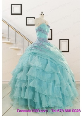 Sweetheart Organza Beading and Ruffles Quinceanera Dresses for 2015